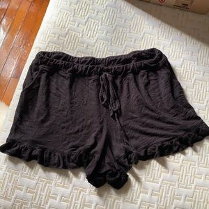 Black Ruffled Lounging Shorts